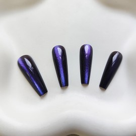 KKUUOO Press on Nails Long,Blue Glitter Fake Nails Coffin False Nails with Design Shiny Acrylic Nails Full Cover Artificial Nails Reusable Stick on Nails Glossy Glue on Nails for Women Girls