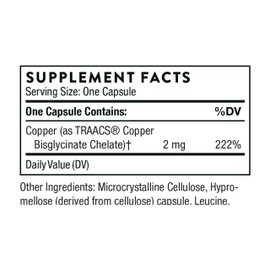 THORNE THORNE Copper Bisglycinate - Well-Absorbed Trace Mineral Supplement - 60 Capsules