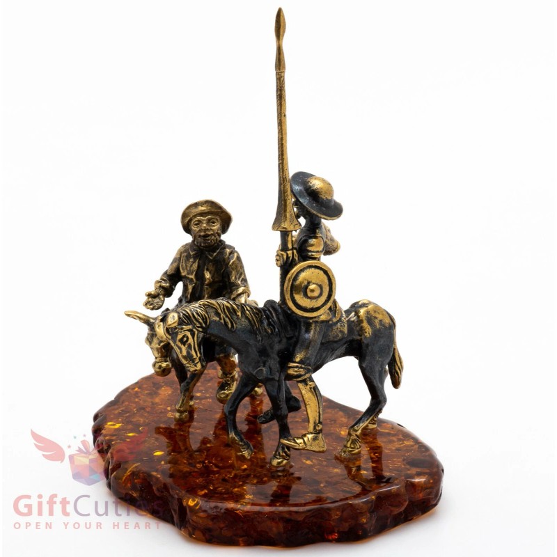Amber Brass Amber figurine Don Quixote Spanish Knight & Sancho