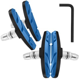 Bicycle Brake Shoes, V-Type, Brake Pads, All Weather, V Brake, Silencing, Durable, For Mountain or Road Bikes, 2.8 inches (70 mm), Left and Right Separated Design, Includes Hex Wrench (Standard Version - Blue (4 Pieces))