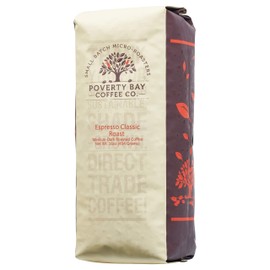 Poverty Bay Espresso Classic Medium Roast 2lb bag of Shade Grown Coffee Beans Roasted By Poverty Bay Coffee Company, 2 Pound Bag of Whole Bean Coffee