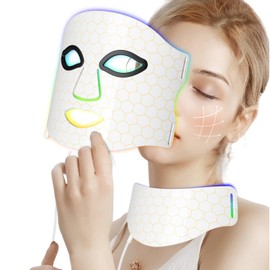 LED Face Mask with 7 Colours, Red Light Mask Face has a Skin Rejuvenating, Red Light Mask Face with Timer Function