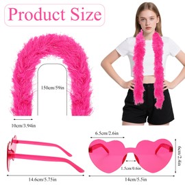 Sdfvsdg 5 Ft 14Pcs Feather Boas and 14Pcs Heart Sunglasses Set Artificial Fluffy Boas for Party Bulk Women Bachelorette Party