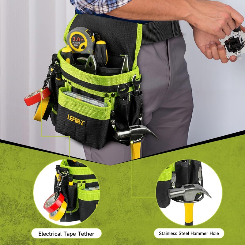 Tool Belt,Magnetic Tool Pouch,14-Pockets Tool Belts for Men,Detachable & Adjustable