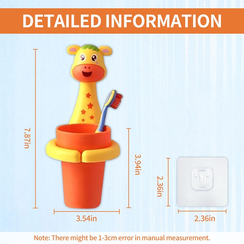SooGree Kids Toothbrushes Holder Animal Tooth Cup Holder Wall Mounted