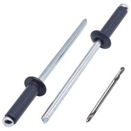 SKIR'CO Pack of 100 Painted Blind Rivets 4.0 x 14 mm Aluminium Blind Rivets DIN 7337 Dome Head Steel Mandrel Pop Rivets (Anthracite Grey RAL 7016)