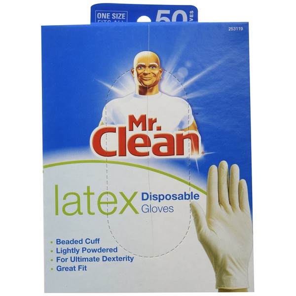 Mr. Clean Disposable Latex Glove, 50 Count