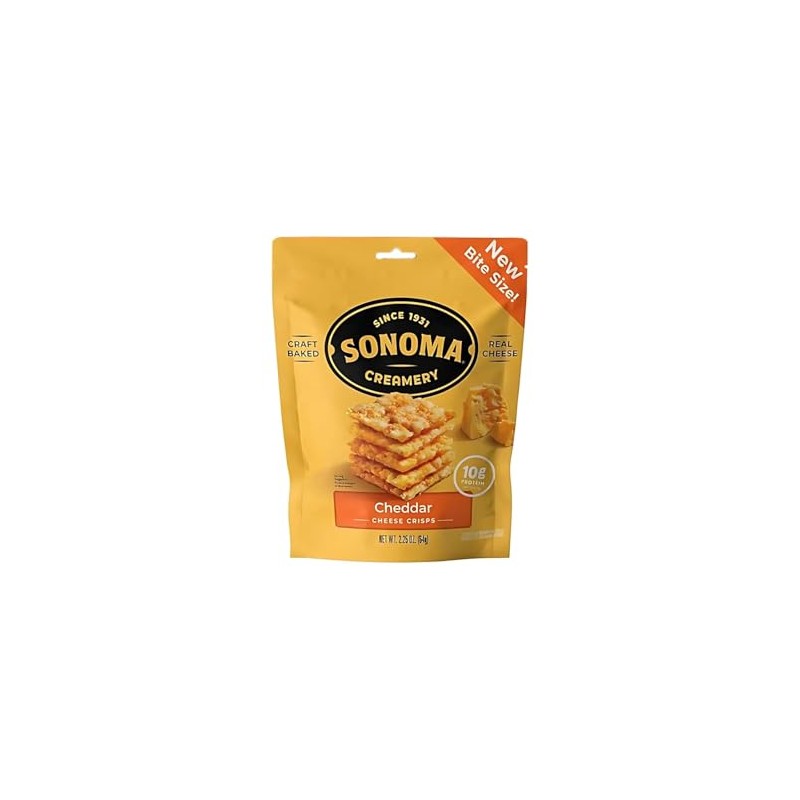 Sonoma Creamery Cheese Crisps, Cheddar, Savory Snack Cracker, High Protein,