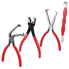 BOXOB 4pcs Automotive Electrical Disconnect Pliers Set, Straight & 60° Angled Connector Pliers Anti-Slip Grip Automotive Electrical Tools for Fuel Injectors Spark Plugs Sensors