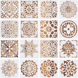 16-Piece Painting Stencil, Mandala Stencil Set, Drawing Painting Stencils Set, Reusable Stencils, Graffiti Stencil, for DIY Walls, Art Scrapbook