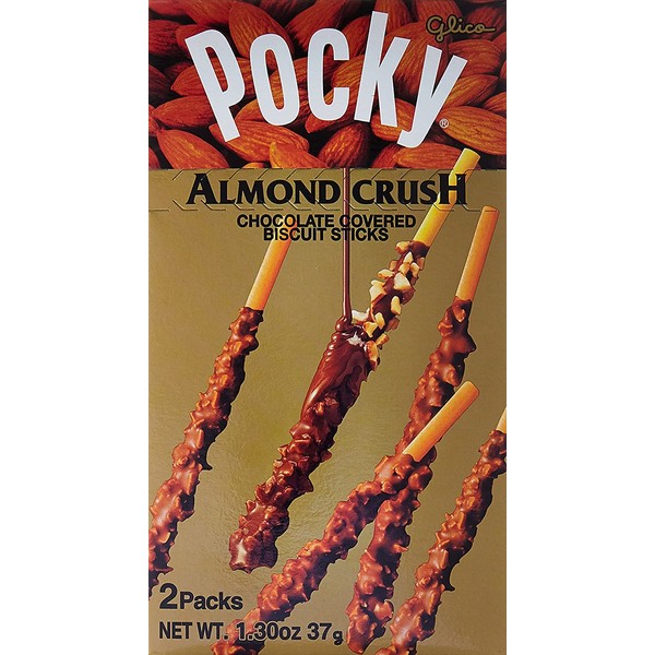 Glico Pocky Chocolate with Almond Crush Cream Covered Biscuit Sticks
