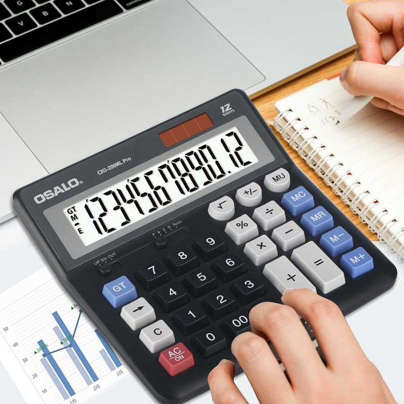 OSALO Calculator Large Buttons Extra Large Display 12 Digit Desk