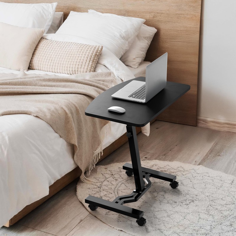 SHW Mobile Height Adjustable Laptop Rolling Cart with Height Adjustment