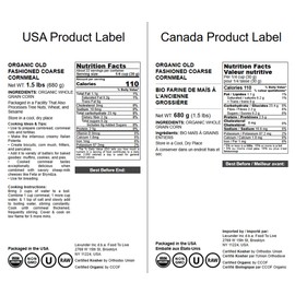 Food to Live Organic Old Fashioned Cornmeal Coarse, 1.5 Pounds – Non-GMO, Whole Grain, Vegan, Kosher, Bulk Yellow Milled Maize, Great for Baking Cornbread, Pancakes, and Tortillas. Made in USA