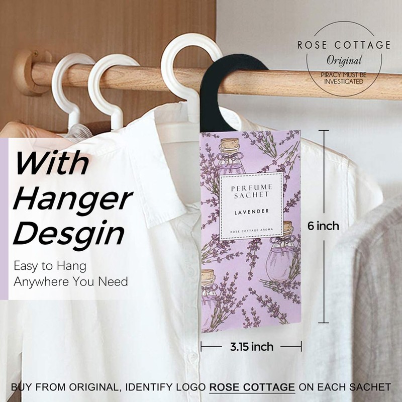 ROSE COTTAGE Large 12 Packs Lavender Hanging Closet Deodorizer Air