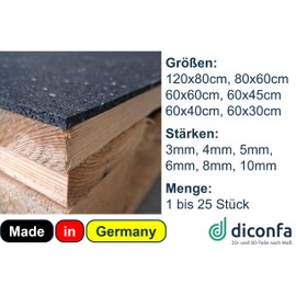 diconfa Non-Slip Mat Load Securing Size + Thickness + Quantity – 60 x 40 cm, 3 cm – 1 Piece – Pallet Size – Easy to Cut to Size – VDI-2700 Tested Universal Rubber Mat Rubber Granulate