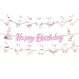 Goose Happy Birthday Banner, Party Sign Decorations, Girl Boy Theme Supplies, Bday Kids 1st First Decor