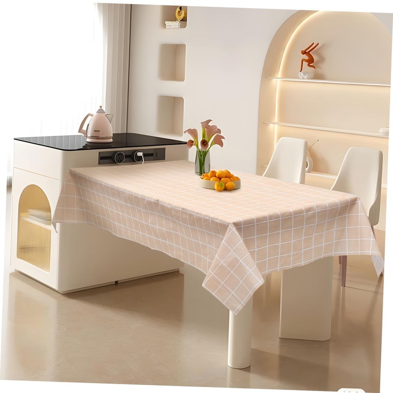 GRIRIW Plaid Tablecloth Peva Table Cover for Rectangle Tables Thick