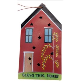 Adorno para árbol de Navidad con tarjeta de bendición de la casa