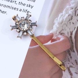 Cimenexe Bohemian Crystal Hair Clip Rhinestone Hair Pins Clips Paved Cz Hair Barrette Bridal Headclip Gold Hairpins Cz Flower Headwear Decorative Wedding Hair Accessories Jewelry for Women and Girls