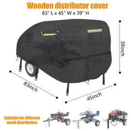 KONWLANG Log Splitter Covers Waterproof Oxford Cloth 83" x 45" x 39",Tear Resistance Wood Splitter Cover for 15-45 ton Gas or Electric Log Splitters Weather-Resistant Wood Splitter Cover (Black)