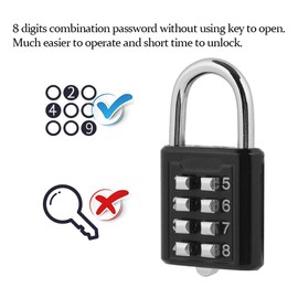 ASHATA 8-Stelliges Zahlenschloss, Tragbar Kombinationsschloss Vorhangschloss,8-stelliger Code Sicherheit Vorhängeschloss Combination Lock für das Reisegepäck Schrank Eisentor