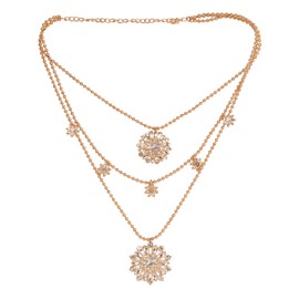 Touchstone Indian Bollywood Pretty Style Traditional Floral Paisley Inspired Attractive Look Durable Triplet Vector Chain Necklace in Gold Tone for Women.