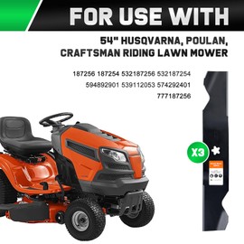 Grasscool Z254F 54 inch Mower Blades for Hus qvarna 187256 532187256 532187254 Z254 MZ54 RZ5424 RZ5426 YTH26V54 YTH2454 YTH24V54 LGT2654 LGT2554 54''Deck Lawn Mower (Medium Lift)