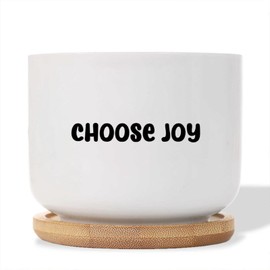 DecStic Choose Joy Ceramic Planters Bible Verse Flower Pots for Indoor Plants with Drainage Holes and Saucers Pot for Home Office Desk Garden