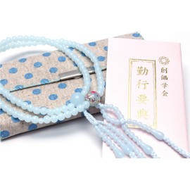 Social Society Prayer Beads, For New Parties and Gifts, 3-piece Set, Women's, Water Blue Cherry Blossom Pattern, Pear Beads, Dot Blue