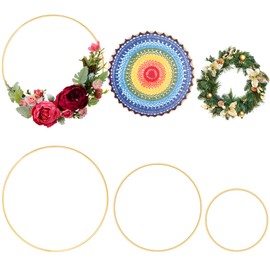 Metal Rings for Craft, 6 Pcs Metal Floral Hoop 10cm 15cm 20cm Dreamcatcher Rings Gold Round Hoops for Dream Catchers Festival Wreaths Macrame DIY Handcraft (Gold)