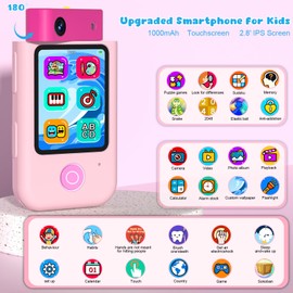 Makolle Kids Smart Phone for Girls,Christmas Birthday Gifts Age 3-10 2.8'Touchscreen Toddler Learning Toy Story Phones for Children and Dual Camera, Music Player, with 32G SD Card-Pink