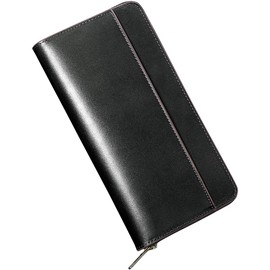 ACLUO Men's Long Wallet, Tochigi Leather, Made by Leading Leather Craftsmen, Large Capacity, Genuine Leather, YKK Zipper, Leather Wallet, For Men, Leather, Nagai, Popular Brand, Gift (Coffee), Black