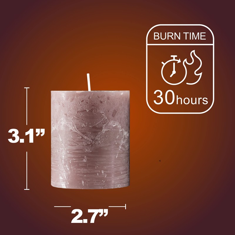 SPAAS Rustic Taupe Pillar Candles - 2.7" X 3" Decorative