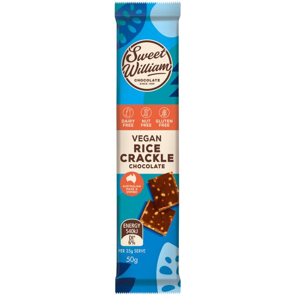 Sweet William Chocolate with Rice Crackle Bars 24x50g