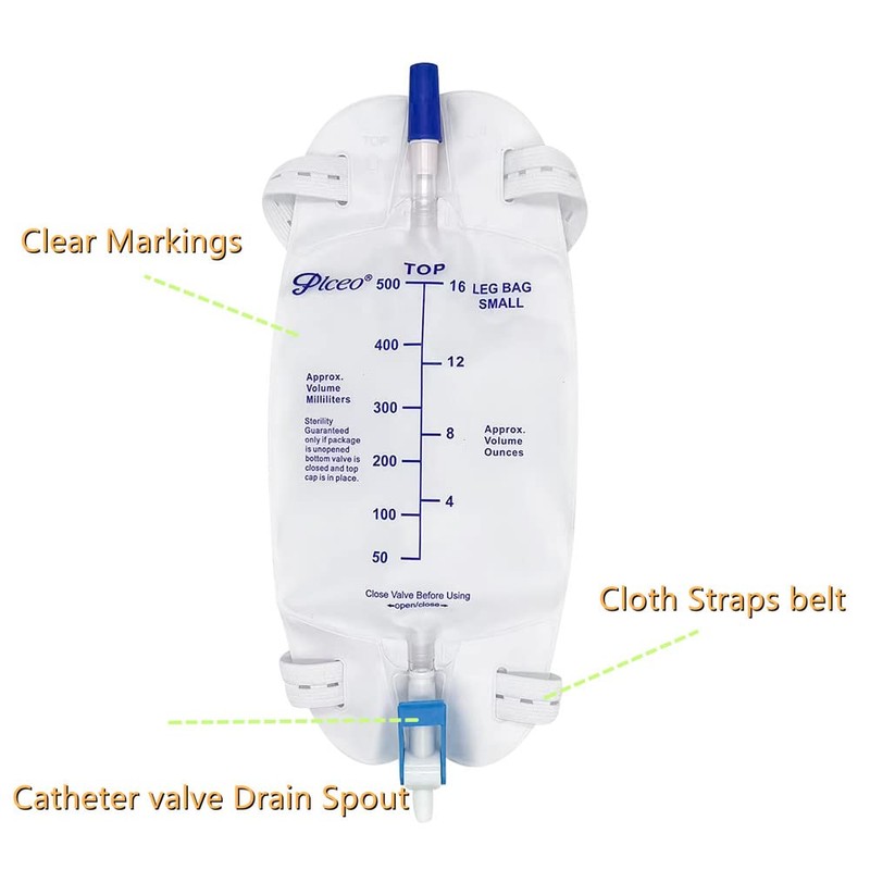 Easy-Tap Leg Bag Urinary Drainage Bag, 1000ml, Anti-Reflux Valve, Cloth