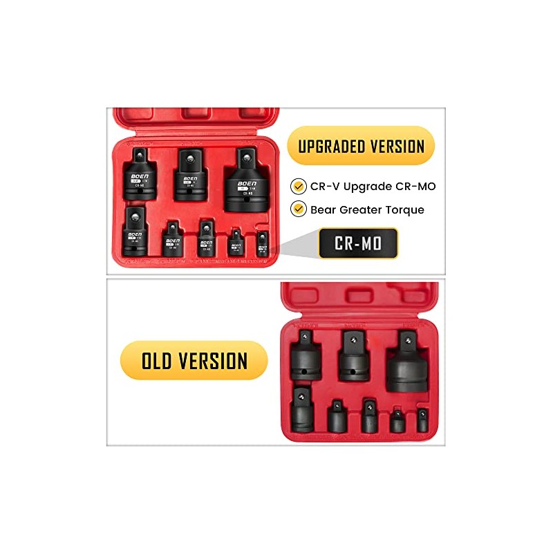 BOEN 8 Piece Impact Socket Adapter and Reducer Set, 1/4"