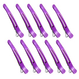 Dkpyt 10 pcs Professional Hair Clips for Styling Sectioning - Sectioning Hair Clips for Styling, No-Crease Silicone Band& Anti-Slip Grip, Hair Cutting Clips for Blowouts, Curling, Coloring（Purple）