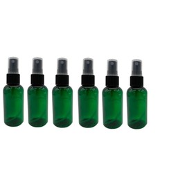 Natural Farms Botellas Boston verdes de 2 onzas, paquete de 6 pulverizadores negros de niebla fina