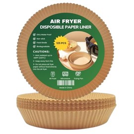 Air Fryer Paper Liners, 125 Pcs Instant Pot Air Fryer Liners, 8-Inch Round Air Fryer Disposable Paper Liner, Non-Toxic Reusable Air Fryer Inserts for Baking, Roasting Microwave (8 Inch Round)