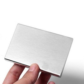 Doutop Credit Card Holder Card Wallet RFID Blocking Brushed Stainless Steel Bank ID Card Holder Case Box Pocket Purse for Men Women