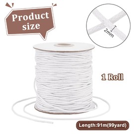 PH PandaHall 2 mm Waxed Cord 99 Yards White Waxed Cotton Threads Wax Cord Waxed Bead Cord for DIY Necklaces Dream Catcher Jewellery Making