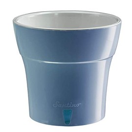 Santino Self Watering Planter DALI 4.3 Inch in Smoky Blue-Gray - Modern Flower Pot with Water Level Indicator for All House Plants, Flowers, Herbs, Succulents and Orchids