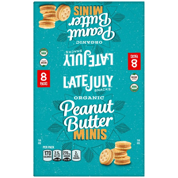 Late July Organic - Mini mantequilla de cacahuete orgánica de las galletas del emparedado del tamaño de la mordedura - 8Paquete (s)