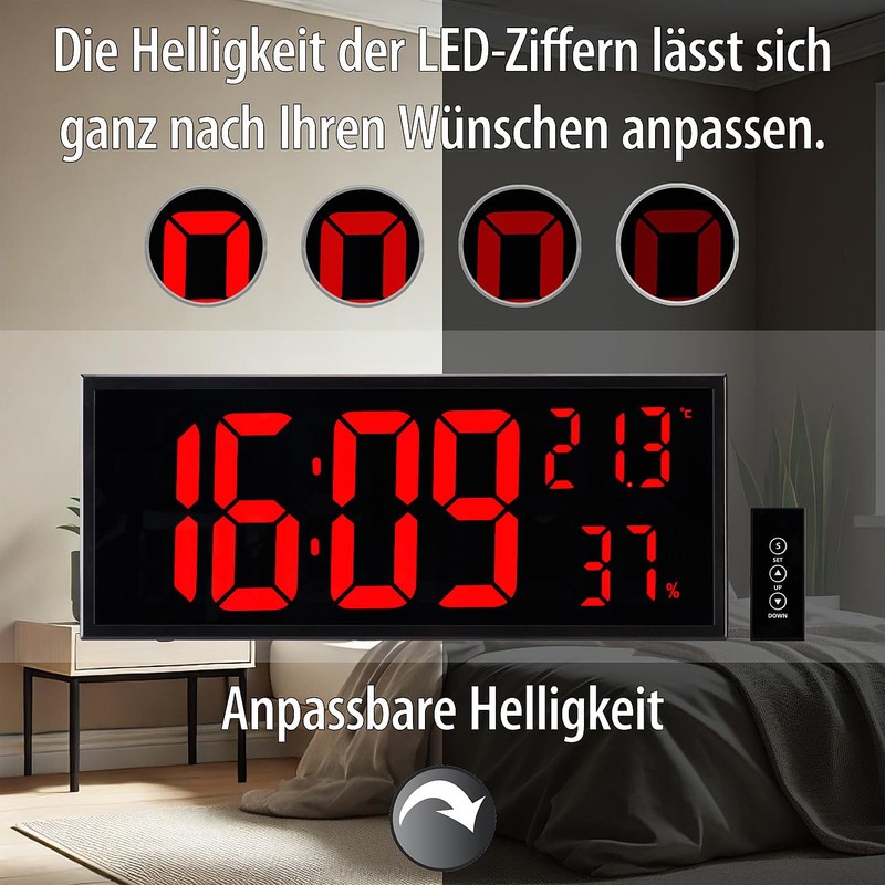 Lunartec Digital Wall Clocks: Set of 2 LED Wall &