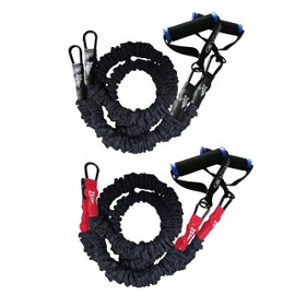 Valor Fitness Resistance Bands – includes 2 Bands each of 20 lb & 25 lbs – Carabiners Attached – 2 Handles per Band – Sheath Covered Mobility Strength - Compact Version – RTS-Heavy