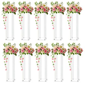 MEISHAONV 23.62inch 10pcs Acrylic Flower Vases Centerpiece Table Decorations Flower Stand for Wedding Centerpieces for Tables
