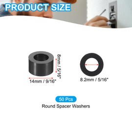 PATIKIL Pack of 50 M8 ABS Spacers 5/16" ID x 9/16" OD x 5/16" L Plastic Round Spacer Washers Black Spacer Nut Untoothed for M8 or 5/16" Screws