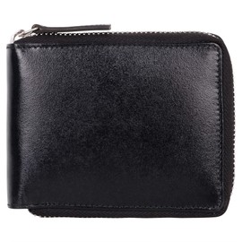 Full Grain Wallets for Men, Men's Leather Bifold Wallet with 12 Slots, RFID Blocking Wallet, Gifts for Men, Flip Zipper Design - Money Change Pocket Thin & Stylish with ID Window SD 036 (Black)