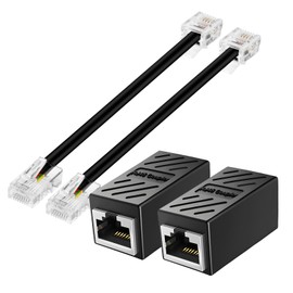 QTMMC 2 Pack RJ45 Adapters RJ11 to RJ45 Telephone Cables RJ45 Expansion Splitter Converter 8P8C to 6P4C Ethernet Patch Network Lead Phone Line ADSL Modem 0.5m Black